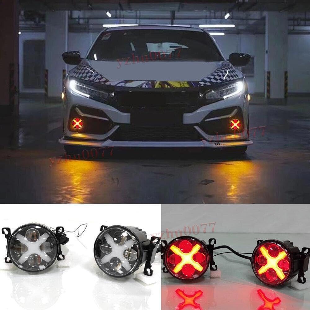 ya 4 8.10 2 * LED white front fog light and red daytime running light suitable for Honda 2016-2021 Civic