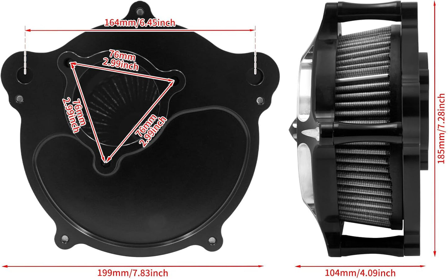 ya 5 8.10 Spike Air Cleaner Filter Gray Intake for Harley Touring Street Road Glide 17-25