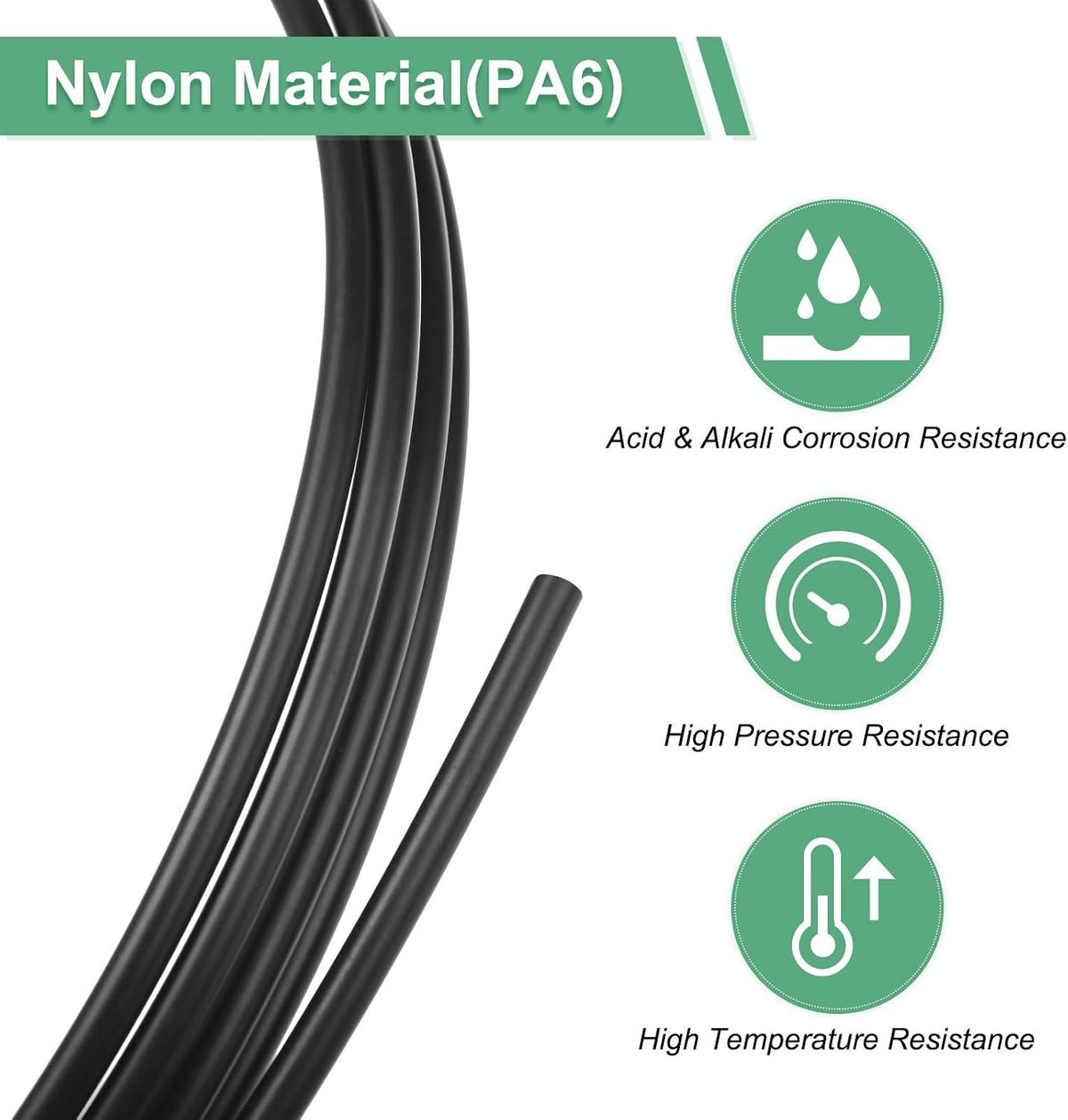 ya 14 9.20 baidi 10 Meter Nylon Hose Tube, 2x4mm(IDxOD) PA6 Pneumatic Air Tubing Black-1