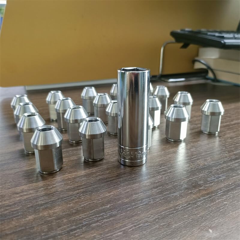 ya 10 9.16 baidi 20pcs M12*1.25 Stainless Steel Wheel Nuts Lug Nut Universal Hex 19mm Length 35mm
