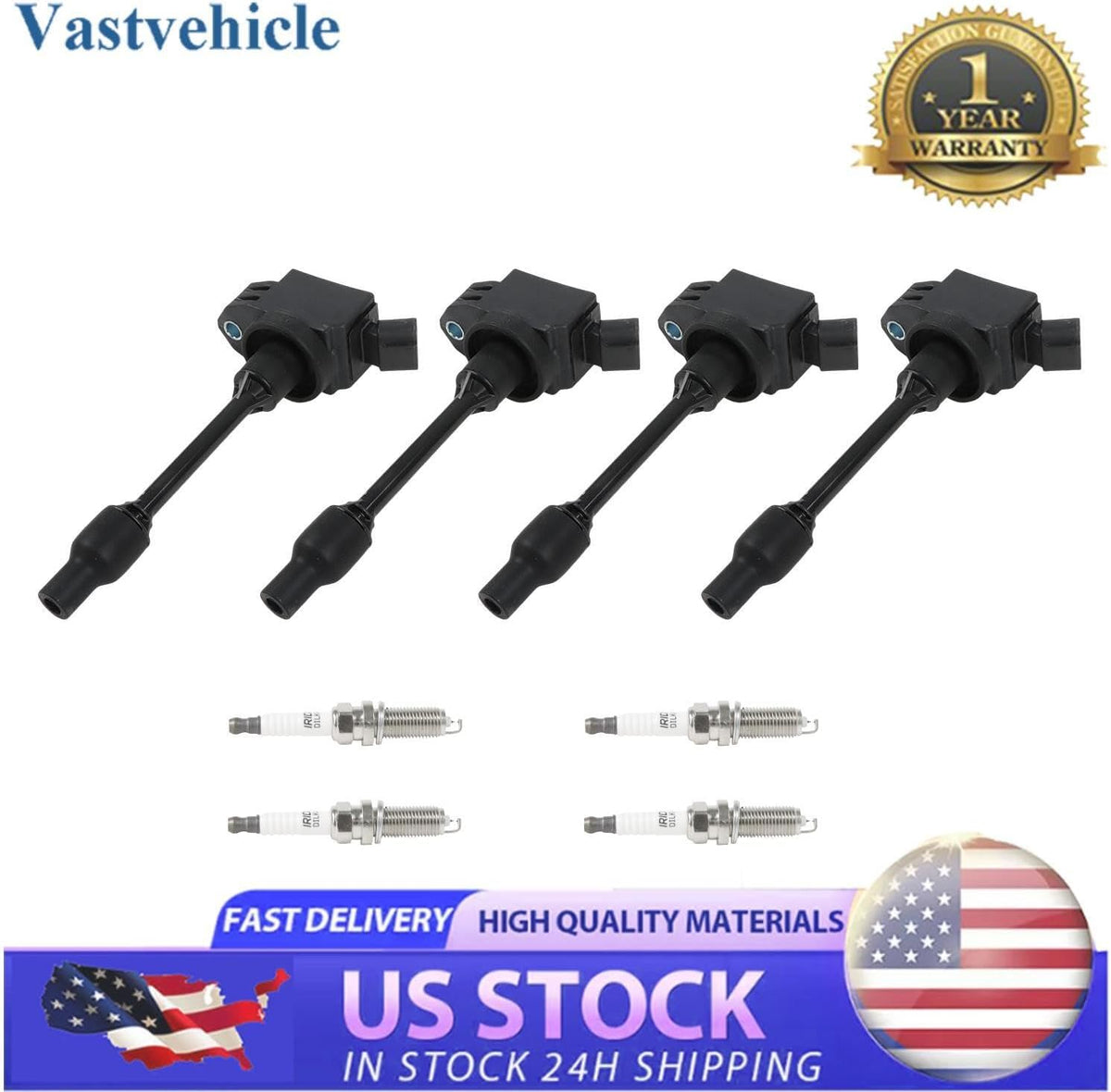 ya 9 10.24 UF848 4pcs Ignition Coils+ Iridium Spark Plugs for Toyota Camry 2018-2020 96210
