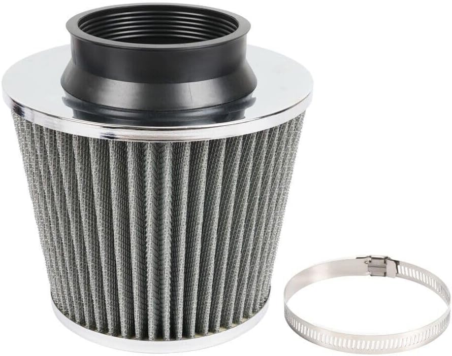 ya 13 9.15 baidi Silver 3/76mm High Flow Inlet Cold Air Intake Cone Replacement Dry Air Filter