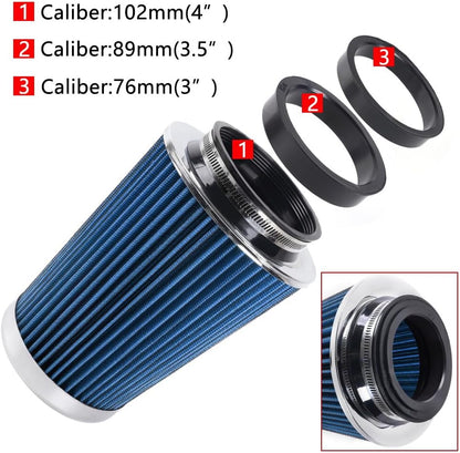 ya 13 9.15 baidi High Flow Per for MAN ce Cold Air Intake Air Filter 3, 3.5, 4 Inlet, 9 Tall