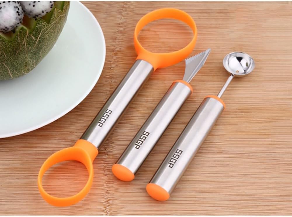 ya 14 9.20 baidi 3pcs/set of Fruit Carving Tool Set Fruit Tool Kit Includes Carving Melon Baller-1