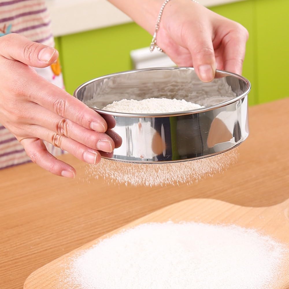 ya 14 9.20 baidi 2 Pcs Flour Sieve Steel Strainer Sifter for Baking Mesh-2