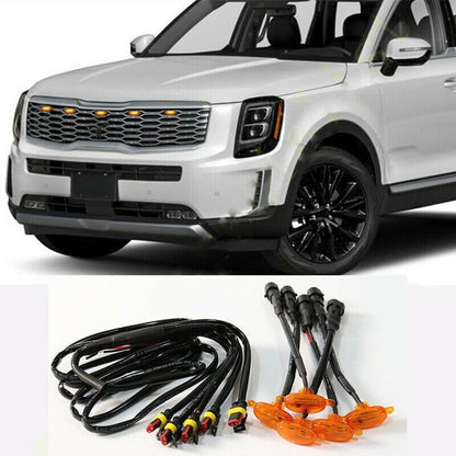 ya 7 8.24 baidi 5Pcs for Kia Telluride 2020-2021 Car Front Grille LED Amber Light Raptor Style