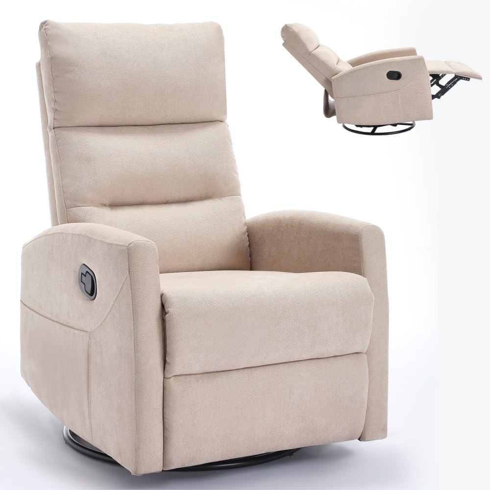 ya 28 10.13 baidi Beige Manual Recliner Rocker Swivel in Fabric for Living Room