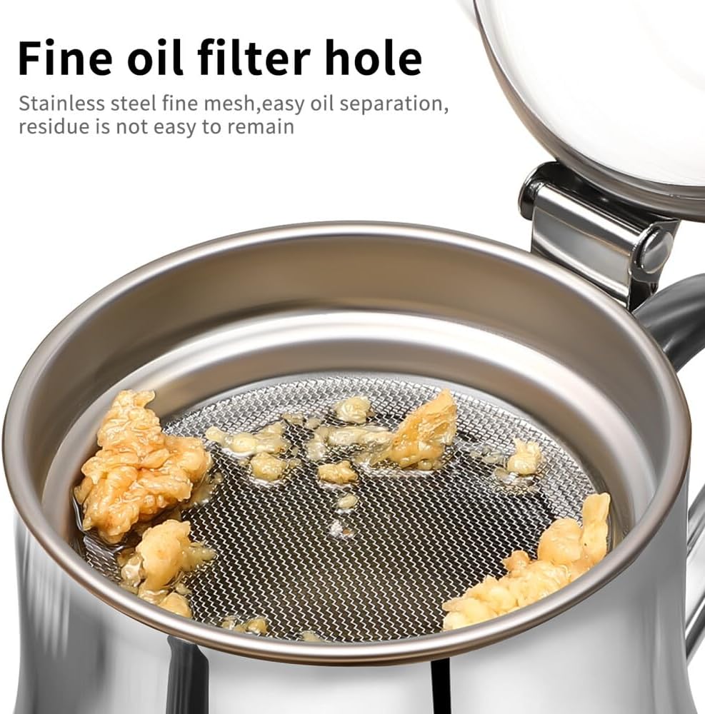 ya 14 9.20 baidi Oil Strainer Pot Bacon Grease Container Oil Dispenser with Removable Strainer-1