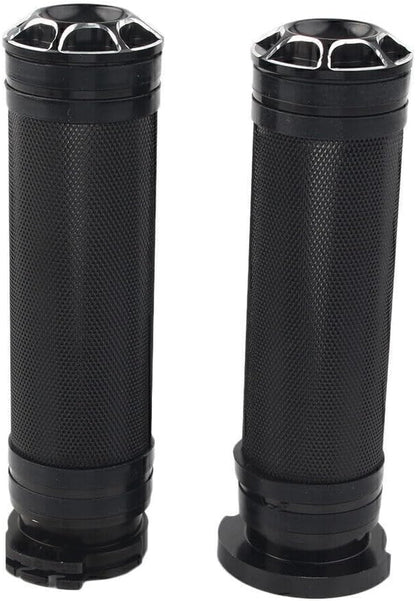 ya 6 8.14 1 Black Handle Bar Hand Grips for 96-Later Harley VRSC XL XR Dyna Softail Motor