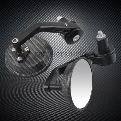 ya 13 9.15 baidi Pair 7/8 22mm Carbon Fiber Motorcycle Round Rearview Handle Bar End Side Mirror