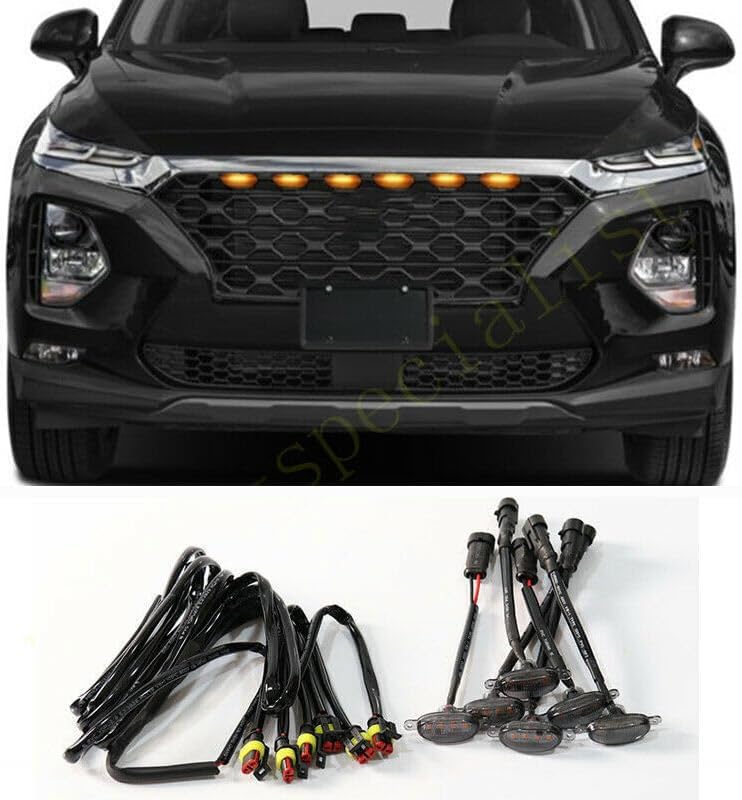 ya 14 9.20 zhengce 6pcs for Hyundai Santa Fe 2019-2021 Car Front Grille LED Light Raptor Style-1