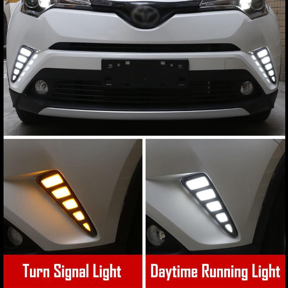 ya 2 8.15 Suitable for Toyota C-HR CHR 2016-2019 DRL LED daytime running lights, turn signal fog lights