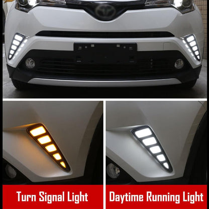 ya 2 8.15 Suitable for Toyota C-HR CHR 2016-2019 DRL LED daytime running lights, turn signal fog lights
