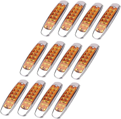 ya 13 9.15 baidi 12pcs Amber 12-LED Side Marker Lamp Fish Shape Freightliner Truck Trailer L