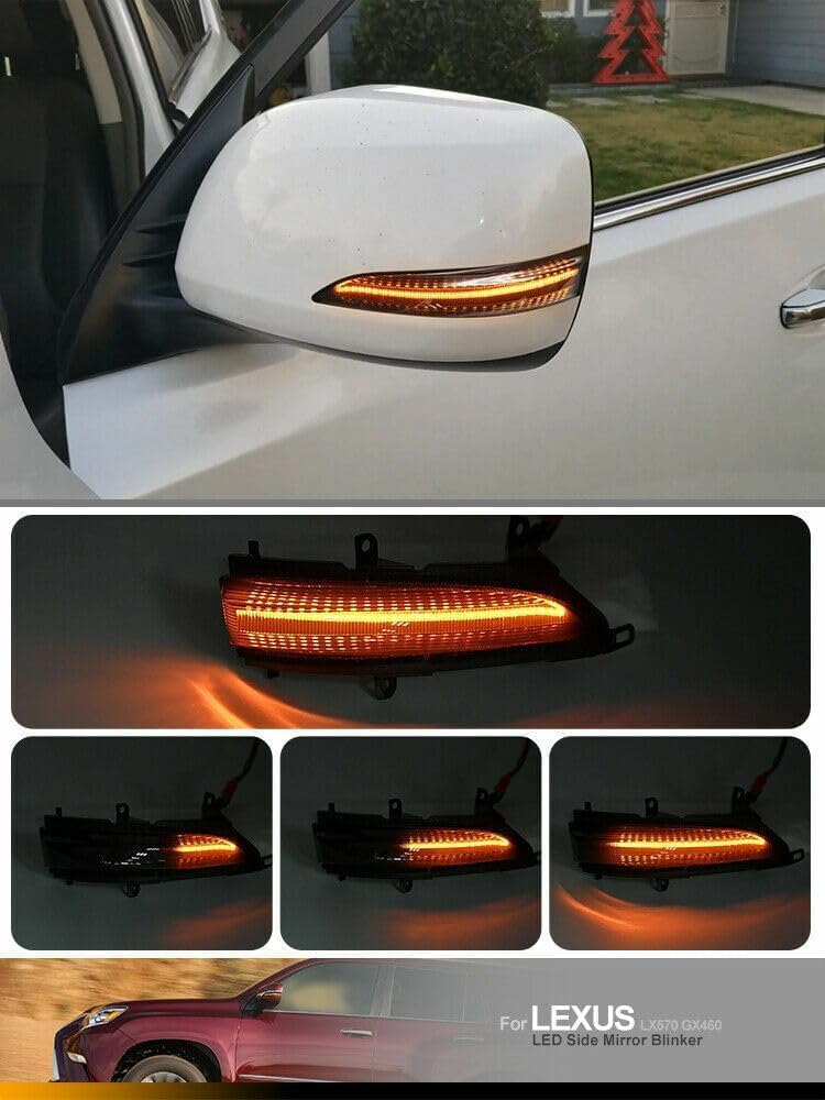 ya 14 9.20 zhengce 2pcs for Lexus GX460 LX570 LX450D Smoked Dynamic LED Side Mirror Turn Sign-1