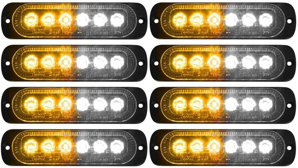 ya 13 9.15 baidi 4x Car Truck Amber White 6LED Strobe Emergency Flashing Warning Light Bar 12-24V