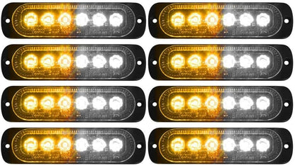 ya 13 9.15 baidi 4x Car Truck Amber White 6LED Strobe Emergency Flashing Warning Light Bar 12-24V
