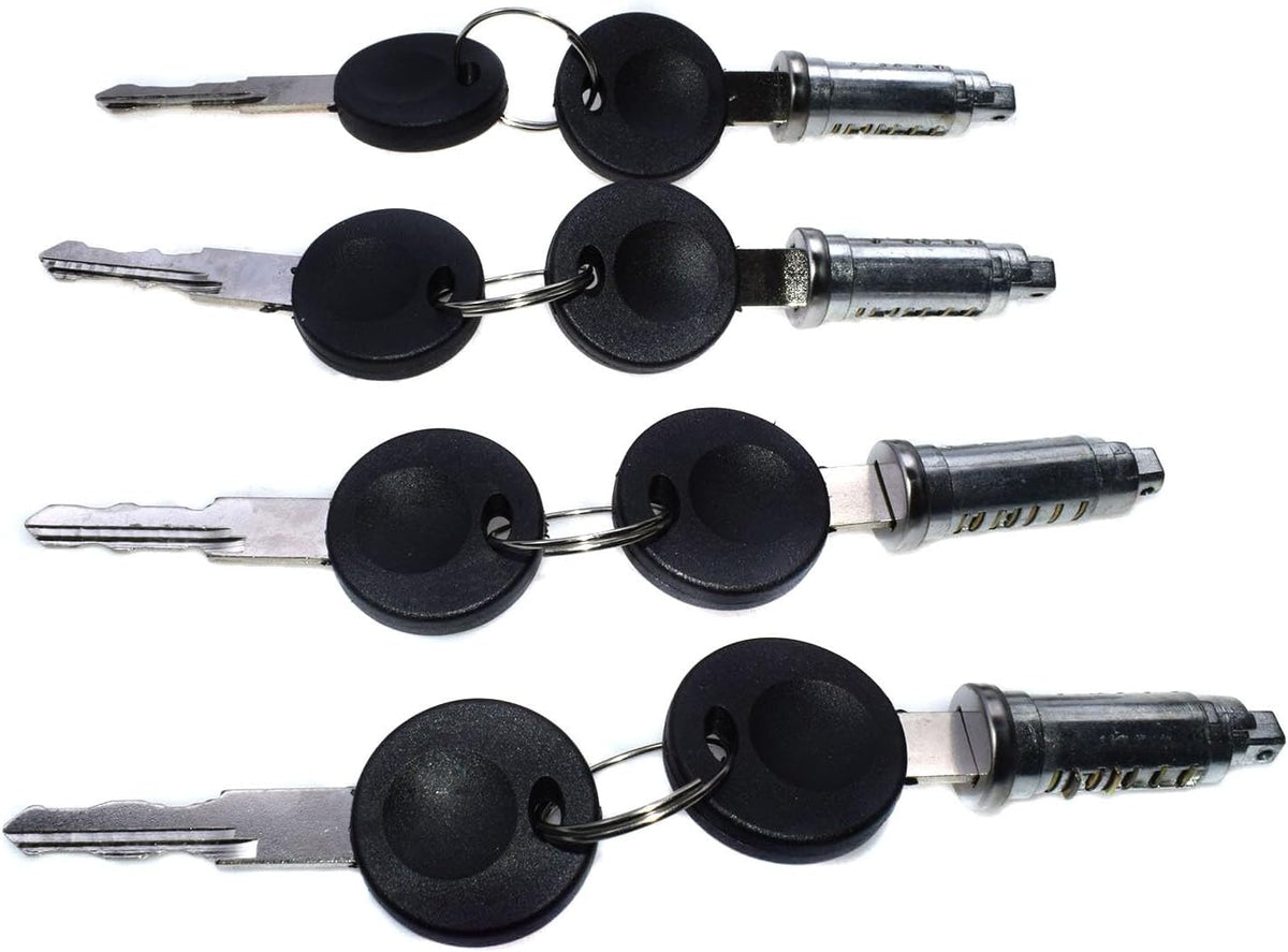ya 12 10.8 zhengce 4 Sets of Door Lock Cylinder Barrels and Keys for VW Transporter T4 Eurovan