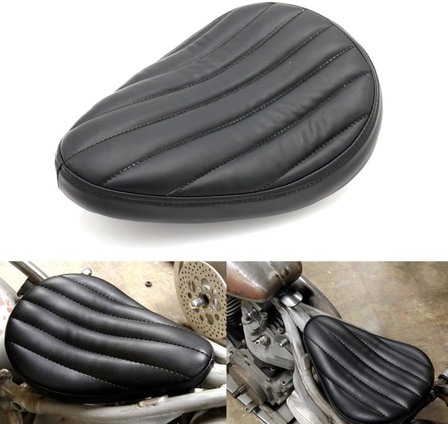 ya 4 8.8.2 Black Tuk & Roll PU Leather Contoured Solo for Seat for Harley Chopper Bobber Custom