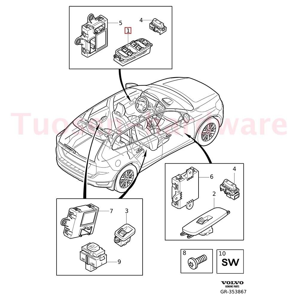 ya 8 8.24 baidi Drivers Side Left Master Power Window Switch 31415675 for Volvo S60 XC60 1.5T