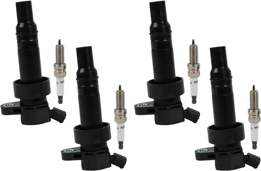 ya 4 8.10 4-Pack Ignition Coil/Iridium Spark Plug for Hyundai Accent 1.6L UF652 2011-19