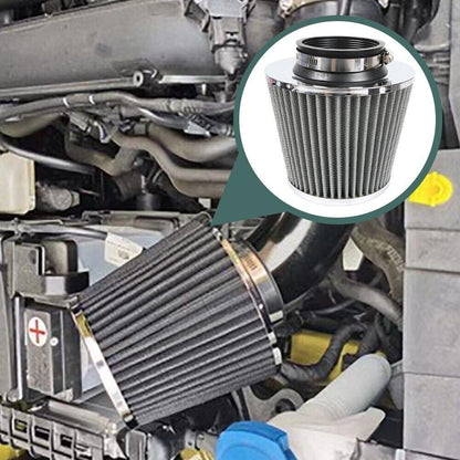 ya 13 9.15 baidi 3 76mm High Flow Inlet Cold Air Intake Cone Replacement Dry Air Filter Silver