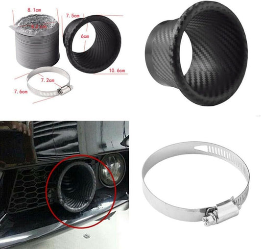 ya 4 8.8.2 Car Front Bumper for TURBO Air Intake Pipe Turbine Funnel Kit Carbon Fiber