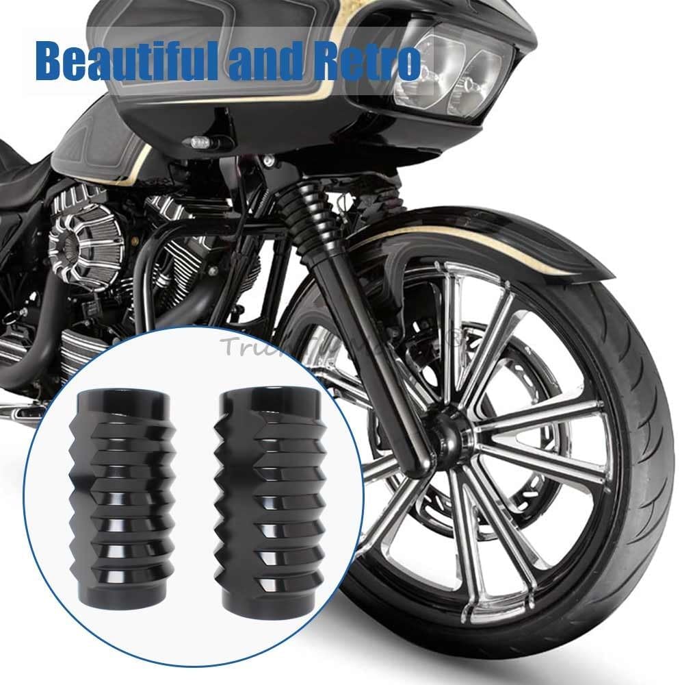 ya 6 8.24 baidi 2x Metal Black Upper Fork Boot Slider Cover for Harley Heritage Softail Fat Boy