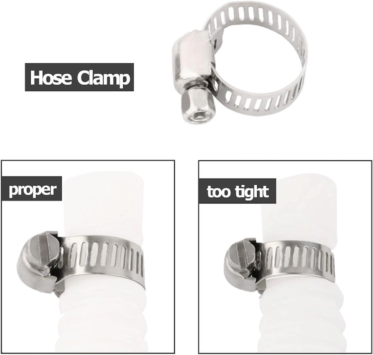 ya 11 9.14 baidi50 Pack 3/8 - 5/8 Adjustable S304 Drive Hose Clamp Fuel Line Worm Clamp Hose Clamp -