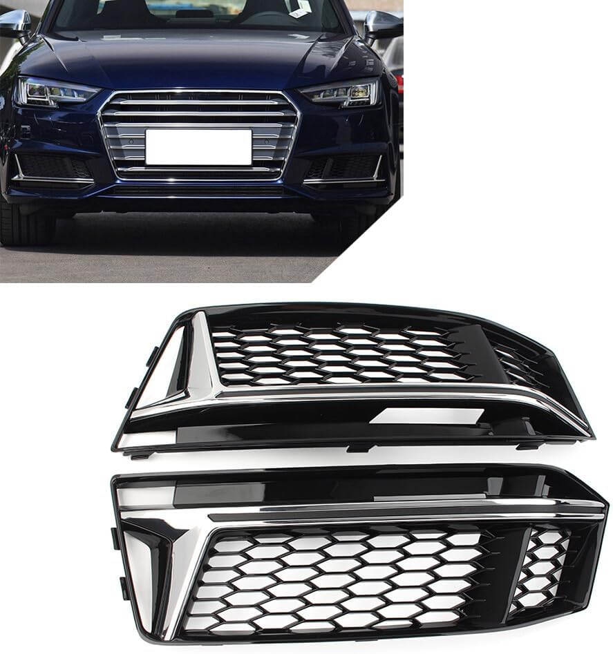 ya 9 10.24 Front Bumper Fog Light Grille Cover Honeycomb for Audi A4 B9 S-Line S4 16-18 cl