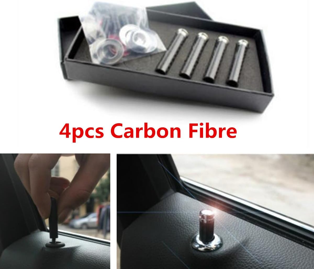 ya 5 8.10 4pcs Accessory Carbon Fibre Interior Door Lock Knob Pins For Car Truck SUV Auto
