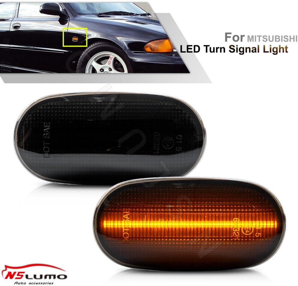 ya 7 8.24 baidi 2 LED Smoked Side Marker Turn Signal Lights for Mitsubishi Lancer Estate Evo