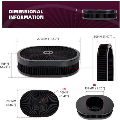 ya 13 9.15 baidi For 5-1/8 Carburetors Demon BK 12Oval Full Finned Air Cleaner Washable Filter