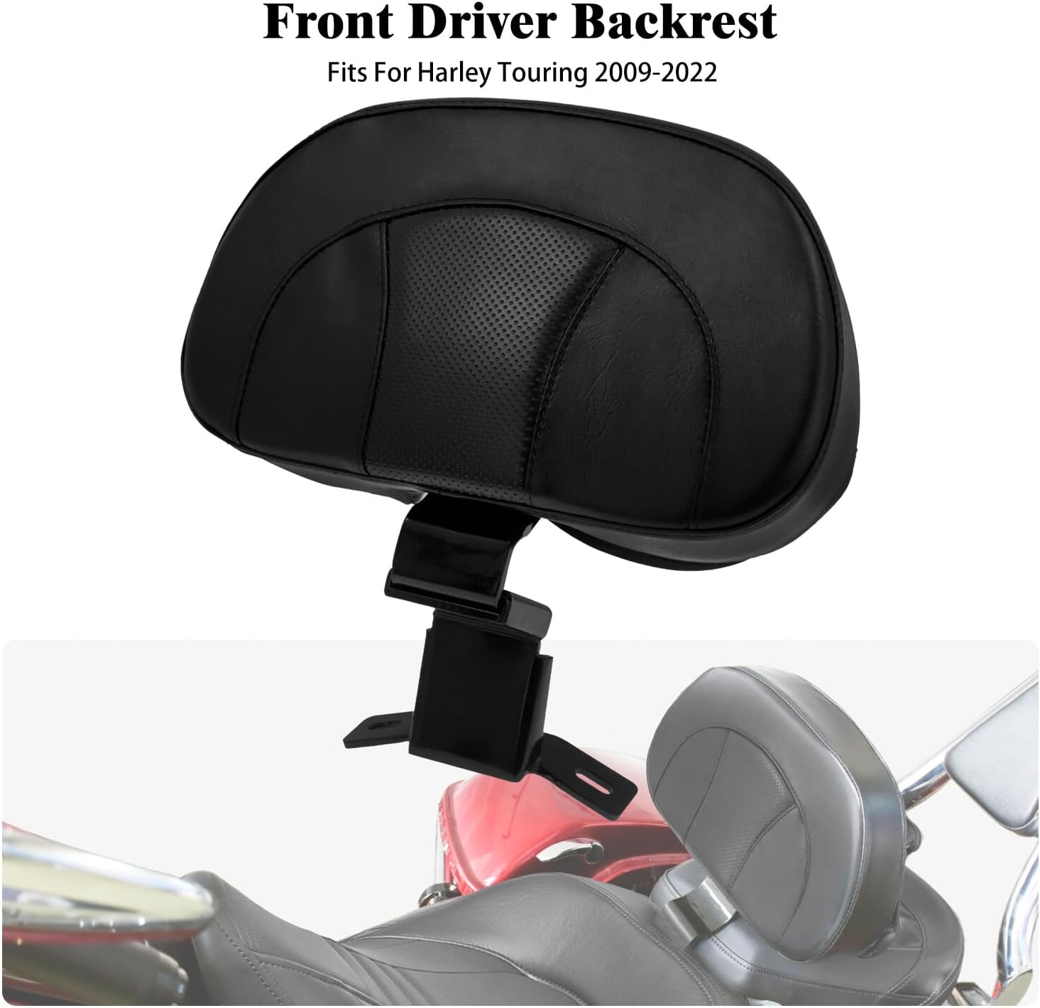 ya 6 8.14 Front Driver Rider Backrest Pad for Harley Touring Road Electra Glide 2009-2023