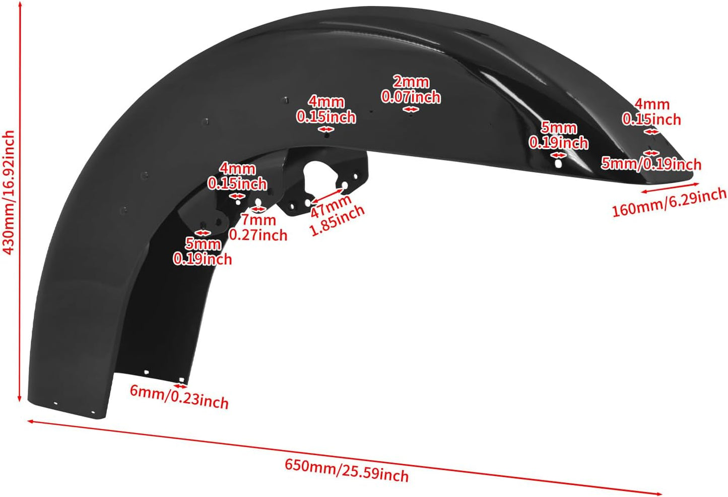 ya 7 8.24 baidi Vivid Black Front Fender for Harley Street Glide 2014-2024 Road Glide 2015-2024