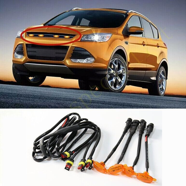 ya 7 8.24 baidi 4Pcs for Ford Escape 2013-2016 Front Grille LED Light Raptor Style Grill Trim