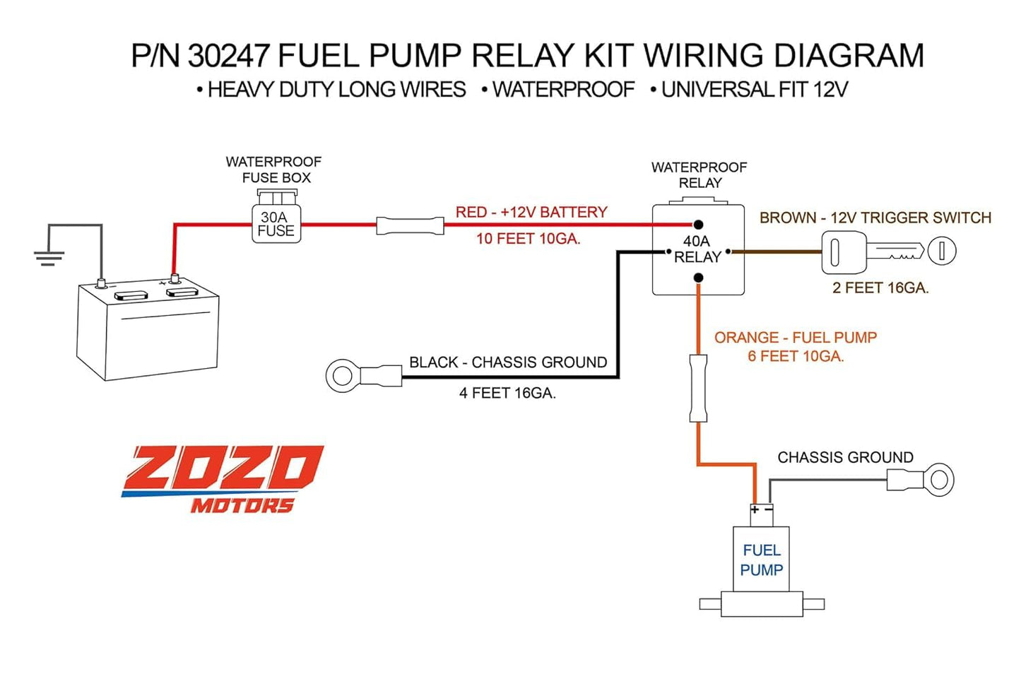 ya 5 8.10 Electric Fuel Pump Relay Bypass Kit Wiring Harness Kit Fit 12V System P/N 30247