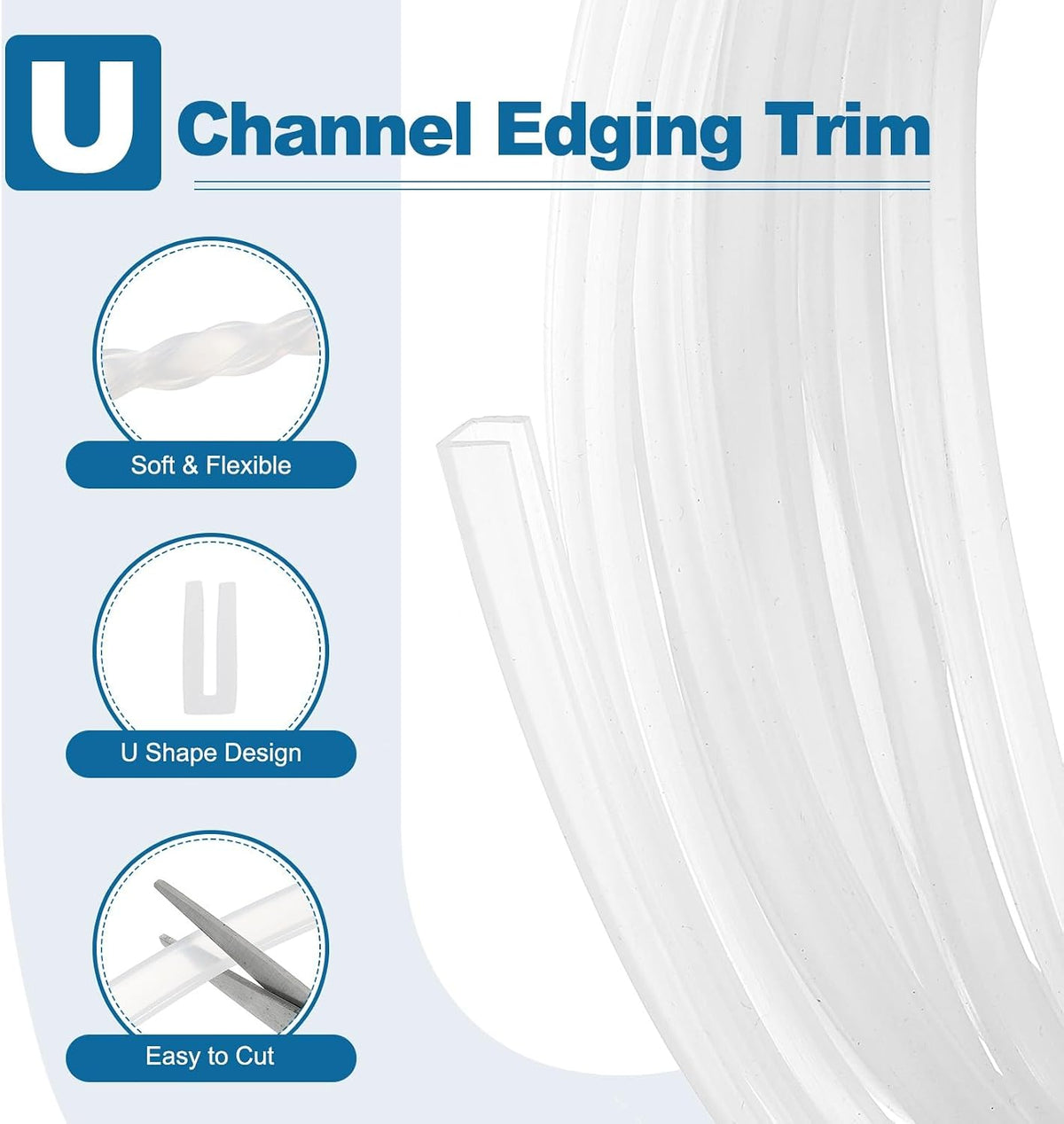 ya 26 10.21 baidi U Channel Edging Trim, 26.2 ft 0.24Wx0.04Tx0.2H Sheet Ed Guard Protector