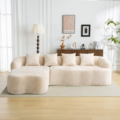 ya 28 10.13 baidi Full Compression Beige L-Shape Sectional Chaise Sofa,Modular Chenille for P