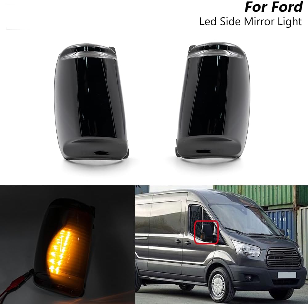 ya 4 8.10 2 Pieces Smoked LED Side Mirror Turn Signal Lights for 2015 - for Ford Transit 150 250 350 HD 