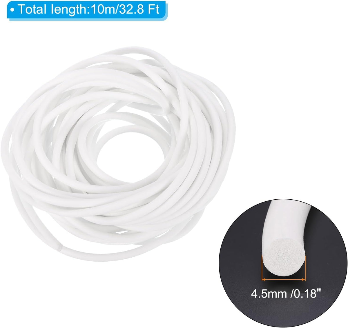 ya 26 10.21 baidi Silicone Foam Seal Strip, 32.8Ft 0.18Dia High Density Weather Stripping, White
