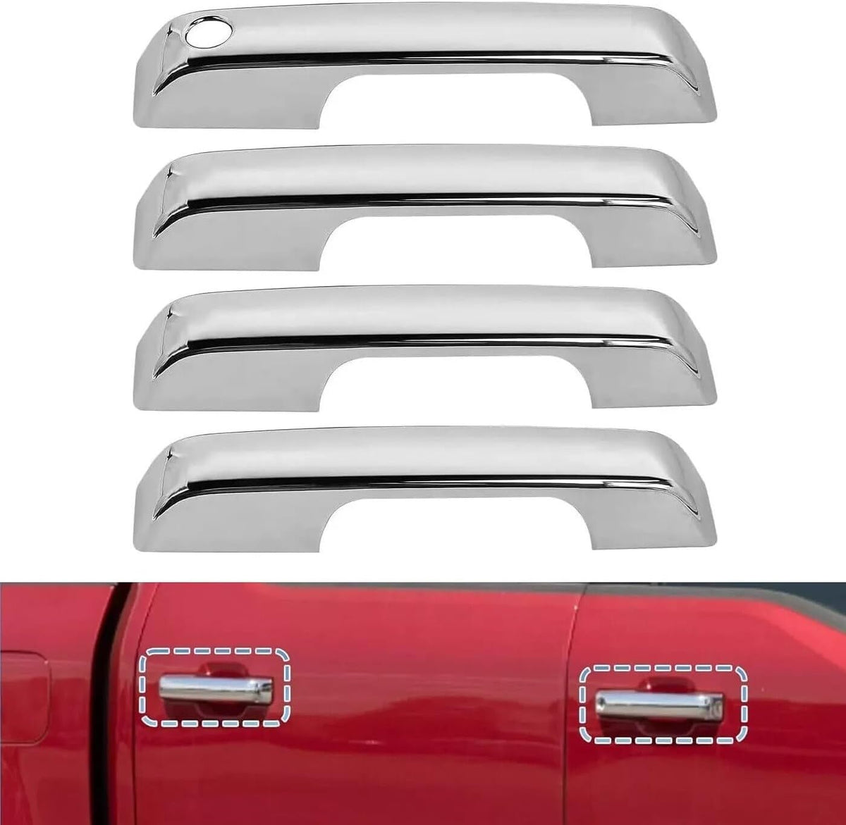 ya 12 10.31 for 2021 2022 2023 2024 for Ford F150 Door Handle Covers F-150 (W/O for Smart Key) Chrome