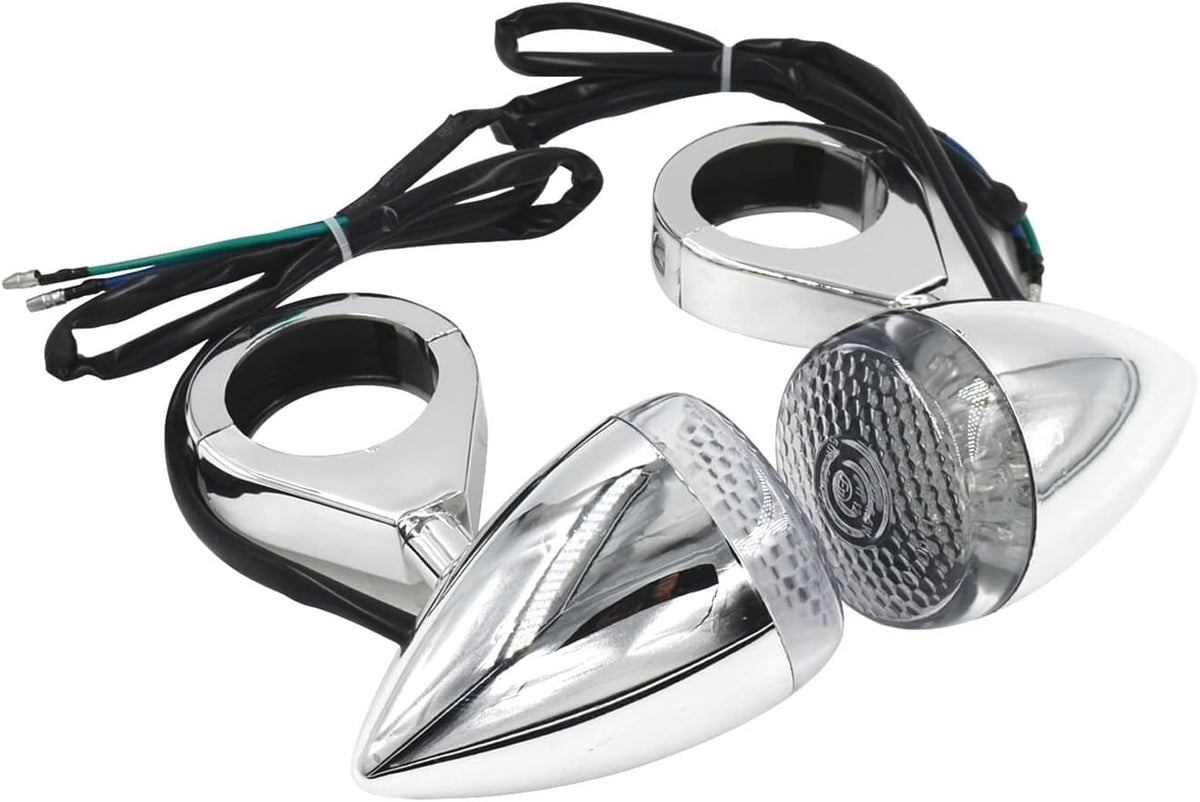 ya 13 9.15 baidi Chrome Motorcycle LED Turn Signal Light 39mm Front Rear Fork Clamp for Harley