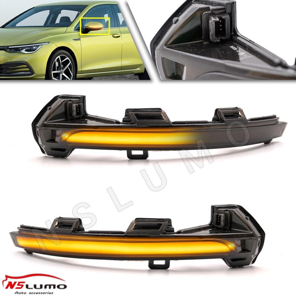 ya 4 8.10 Sequential LED Turn Signal Side Mirror Lights for 2020 - for VW for Golf 8 MkVIII for VW ID.3