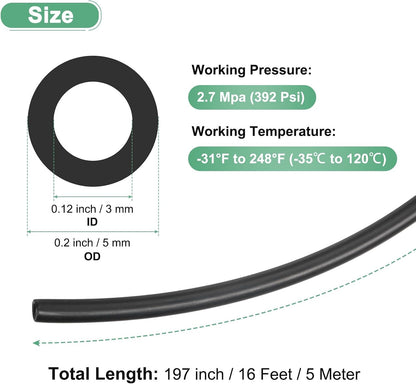 ya 14 9.20 baidi 5 Meter Nylon Hose Tube, 3x5mm(IDxOD) PA6 Pneumatic Air Tubing Black-1