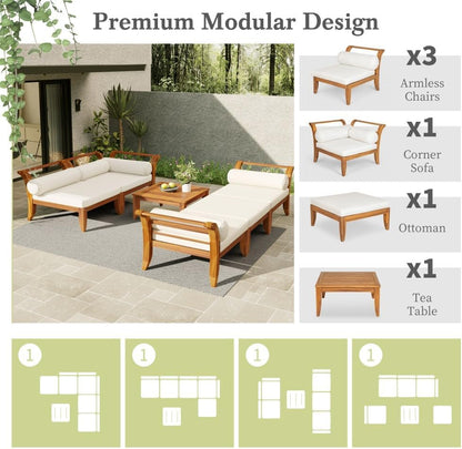 ya 28 10.13 baidi Patio 6pc Sofa Set,Modular L-Shaped (Convertible Daybed),Tea Table+Ottoman,