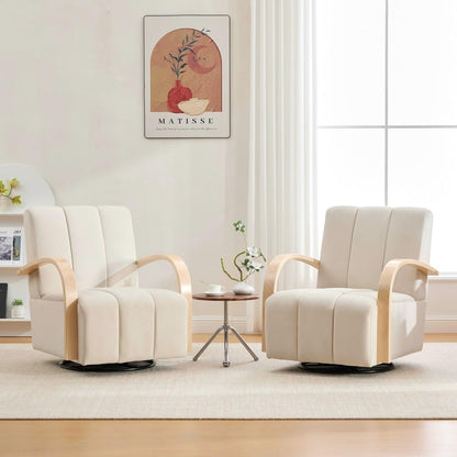 ya 28 10.13 baidi 30.7W Beige Modern Accent - 360¡ã Swivel, Solid Wood Armrests for Bedroom