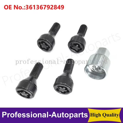 ya 5 8.10 36136792849 5Pcs Wheel Lock Anti-Theft Bolt Set for BMW 1 3 5 6 7 Z3 Z4 Z8