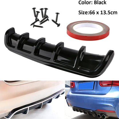 ya 2 8.15 Universal Black Rear Lower Bumper Diffuser Cover Fin Spoiler Lip Wing Splitter