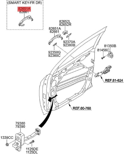 ya 10 9.16 baidi Front Door Handle Left Driver Side Outside for Smart Key Handle for 2016-21 for Tucson